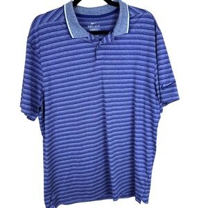 Nike Dri-FIT Mens Large Purple Blue Striped Short Sleeve Golf Polo‎ Shirt L